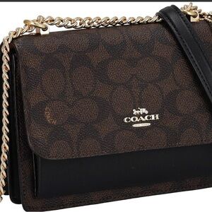 Coach Signature Brown and Black Crossbody Bag